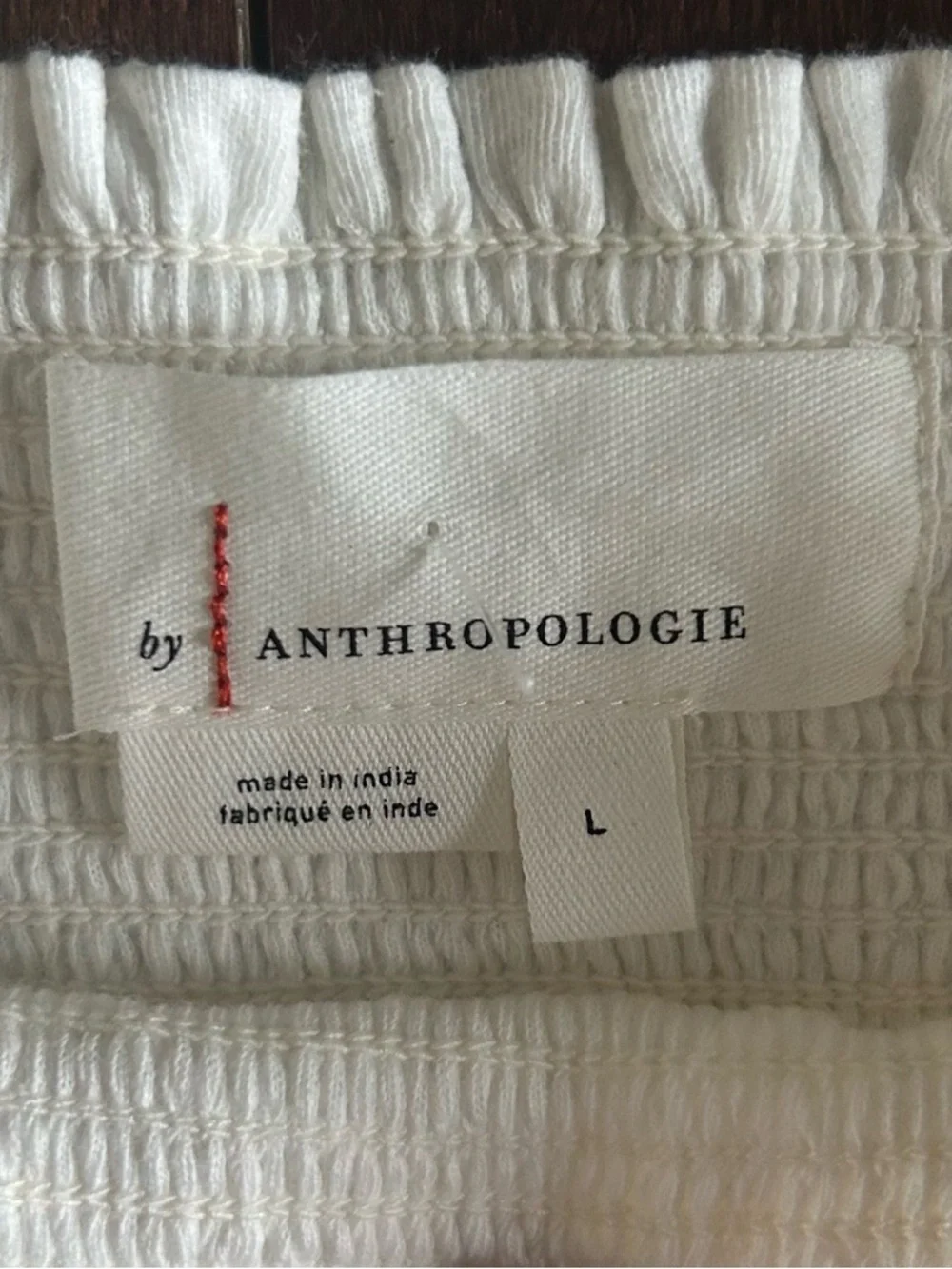 NWT Anthropologie Smocked Embroidered Puff Sleeve Square Neck Top Large